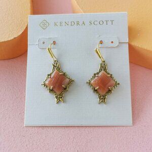 Kendra Scott - Cass Orange Banded Agate Vintage Gold Earrings - NEW
